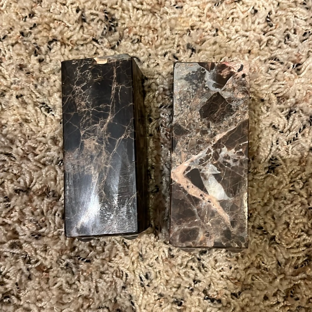 Heavy stone candlestick holders (listing for one pair pictured).